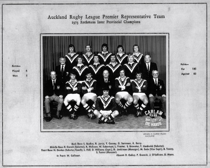 Auckland Rugby League Premier Team 1973